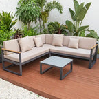 Chelsea 3-Piece Outdoor Aluminum Sectional Set in Black Frame for Patio Porch Backyard Garden