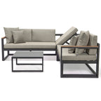 Chelsea 3-Piece Outdoor Aluminum Sectional Set in Black Frame for Patio Porch Backyard Garden