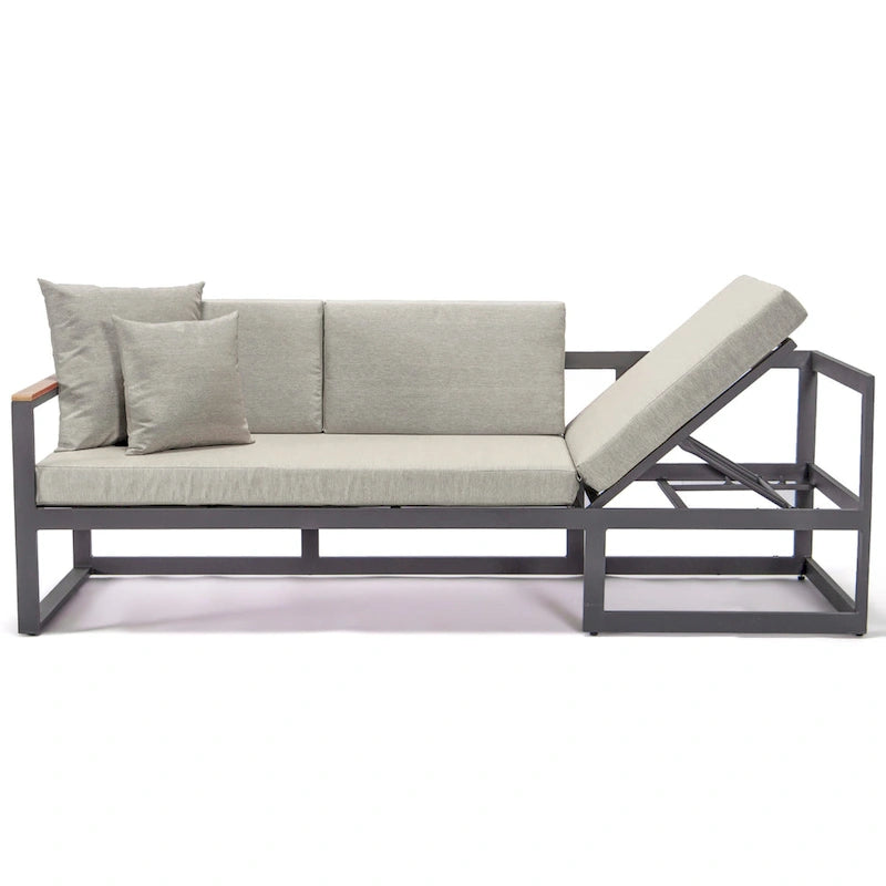 Chelsea 3-Piece Outdoor Aluminum Sectional Set in Black Frame for Patio Porch Backyard Garden