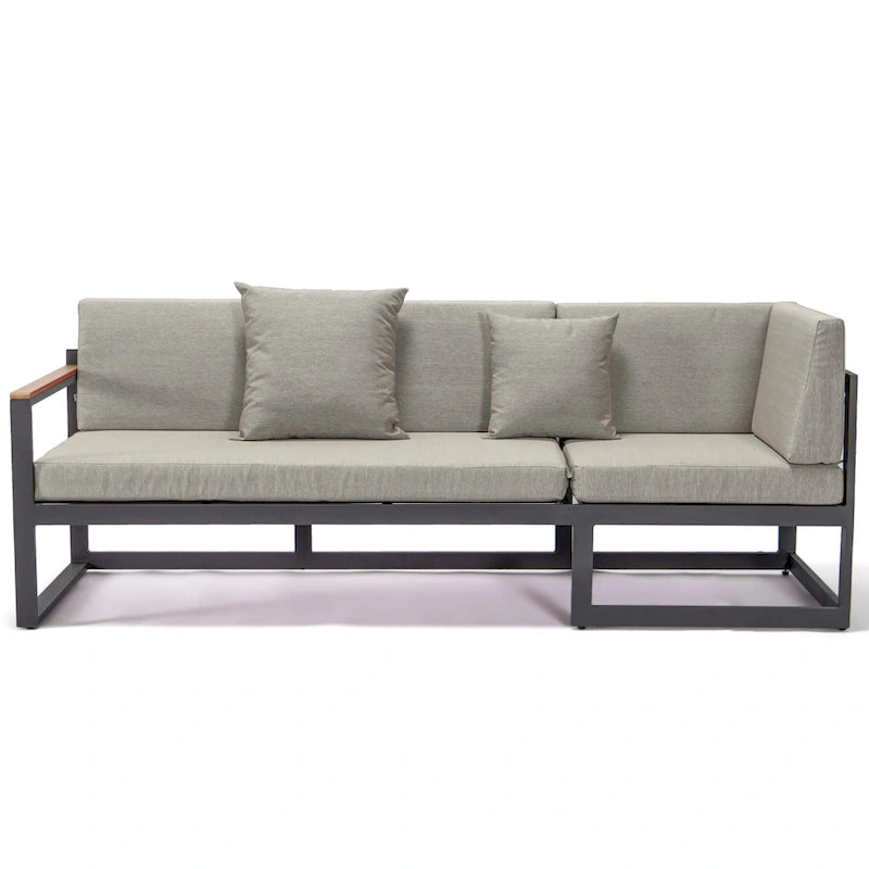 Chelsea 3-Piece Outdoor Aluminum Sectional Set in Black Frame for Patio Porch Backyard Garden