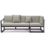 Chelsea 3-Piece Outdoor Aluminum Sectional Set in Black Frame for Patio Porch Backyard Garden