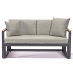 Chelsea 3-Piece Outdoor Aluminum Sectional Set in Black Frame for Patio Porch Backyard Garden