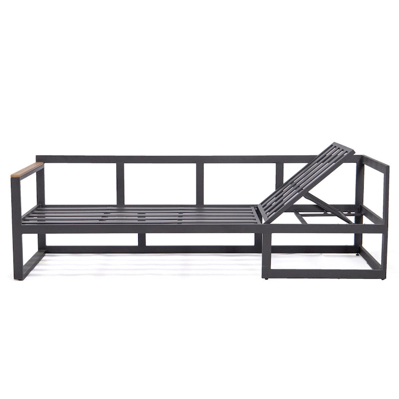 Chelsea 3-Piece Outdoor Aluminum Sectional Set in Black Frame for Patio Porch Backyard Garden