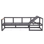 Chelsea 3-Piece Outdoor Aluminum Sectional Set in Black Frame for Patio Porch Backyard Garden