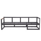 Chelsea 3-Piece Outdoor Aluminum Sectional Set in Black Frame for Patio Porch Backyard Garden