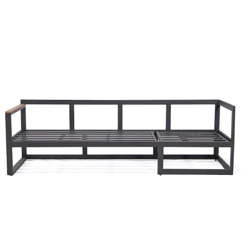 Chelsea 3-Piece Outdoor Aluminum Sectional Set in Black Frame for Patio Porch Backyard Garden