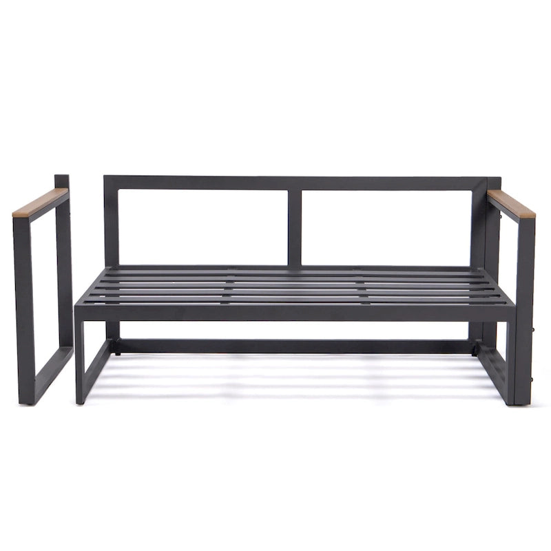 Chelsea 3-Piece Outdoor Aluminum Sectional Set in Black Frame for Patio Porch Backyard Garden