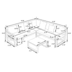 Chelsea 3-Piece Outdoor Aluminum Sectional Set in Black Frame for Patio Porch Backyard Garden