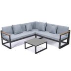 Chelsea 3-Piece Outdoor Aluminum Sectional Set in Black Frame for Patio Porch Backyard Garden
