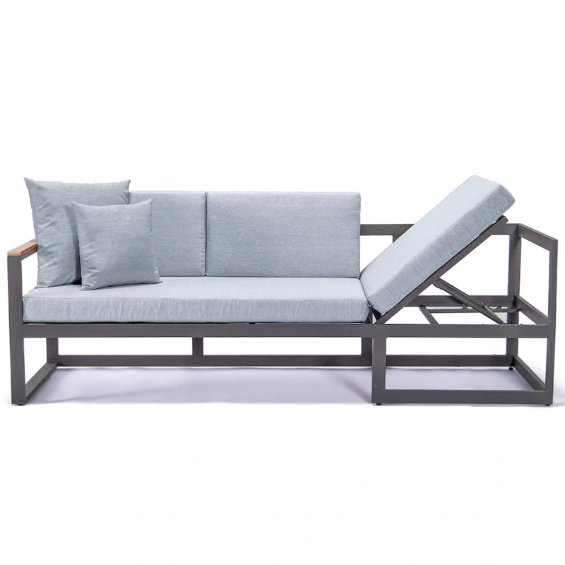 Chelsea 3-Piece Outdoor Aluminum Sectional Set in Black Frame for Patio Porch Backyard Garden