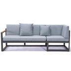 Chelsea 3-Piece Outdoor Aluminum Sectional Set in Black Frame for Patio Porch Backyard Garden
