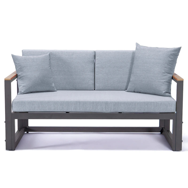 Chelsea 3-Piece Outdoor Aluminum Sectional Set in Black Frame for Patio Porch Backyard Garden