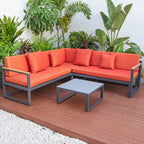 Chelsea 3-Piece Outdoor Aluminum Sectional Set in Black Frame for Patio Porch Backyard Garden