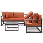 Chelsea 3-Piece Outdoor Aluminum Sectional Set in Black Frame for Patio Porch Backyard Garden