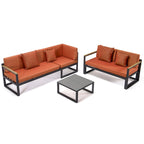 Chelsea 3-Piece Outdoor Aluminum Sectional Set in Black Frame for Patio Porch Backyard Garden