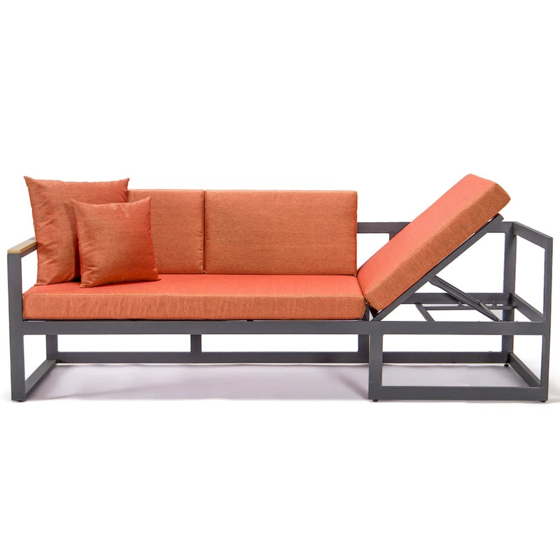 Chelsea 3-Piece Outdoor Aluminum Sectional Set in Black Frame for Patio Porch Backyard Garden