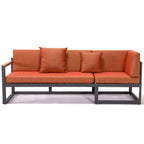 Chelsea 3-Piece Outdoor Aluminum Sectional Set in Black Frame for Patio Porch Backyard Garden