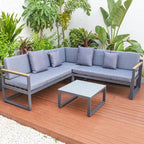 Chelsea 3-Piece Outdoor Aluminum Sectional Set in Black Frame for Patio Porch Backyard Garden