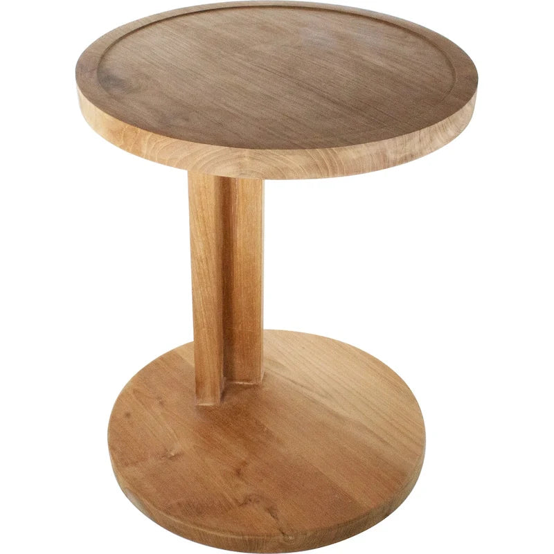 Nordic Style Natural Teak C Shaped Side Table - 16 X16 