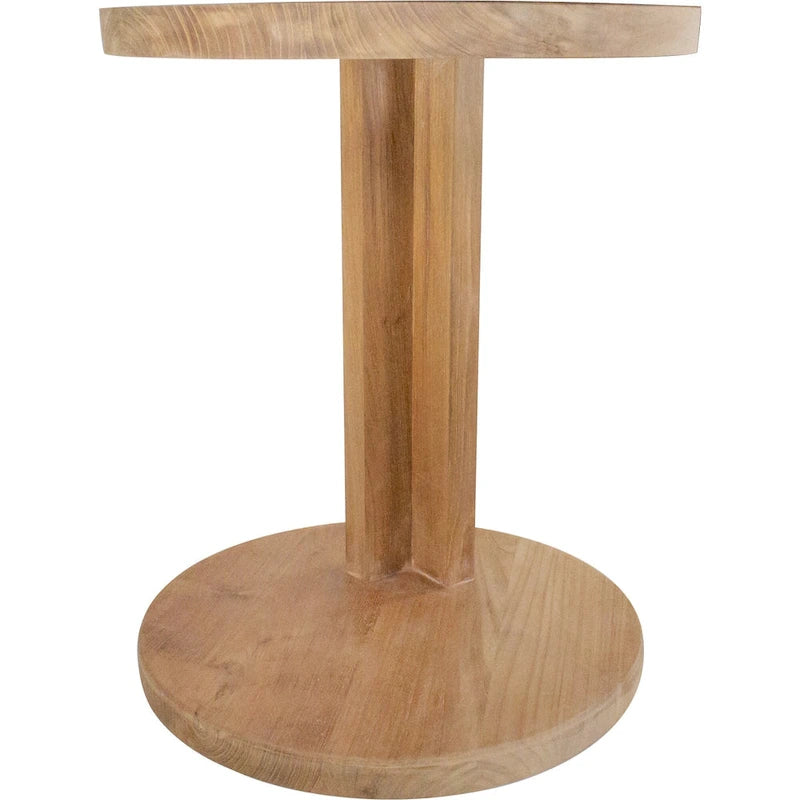Nordic Style Natural Teak C Shaped Side Table - 16 X16