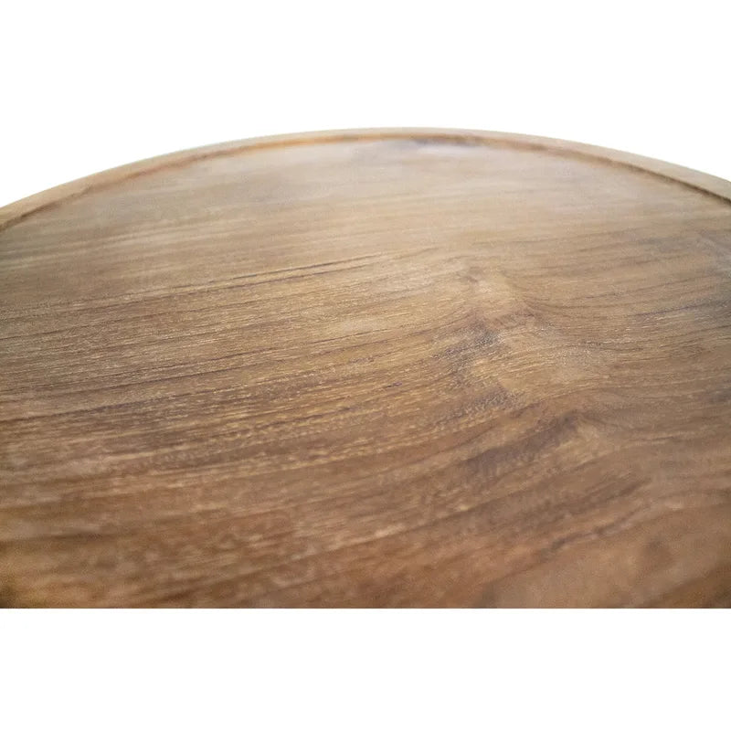 Nordic Style Natural Teak C Shaped Side Table - 16 X16
