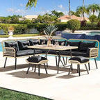 Moasis Black 6-Piece Patio Wicker Furniture Conversation Set - 6 PCS