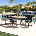 Moasis Black 6-Piece Patio Wicker Furniture Conversation Set - 6 PCS