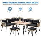 Moasis Black 6-Piece Patio Wicker Furniture Conversation Set - 6 PCS