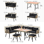 Moasis Black 6-Piece Patio Wicker Furniture Conversation Set - 6 PCS