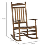 Outsunny Traditional Wooden High-Back Rocking Chair for Porch, Indoor/Outdoor - 26.25  x 34  x 45.75