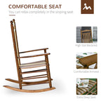 Outsunny Traditional Wooden High-Back Rocking Chair for Porch, Indoor/Outdoor - 26.25  x 34  x 45.75