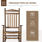Outsunny Traditional Wooden High-Back Rocking Chair for Porch, Indoor/Outdoor - 26.25  x 34  x 45.75