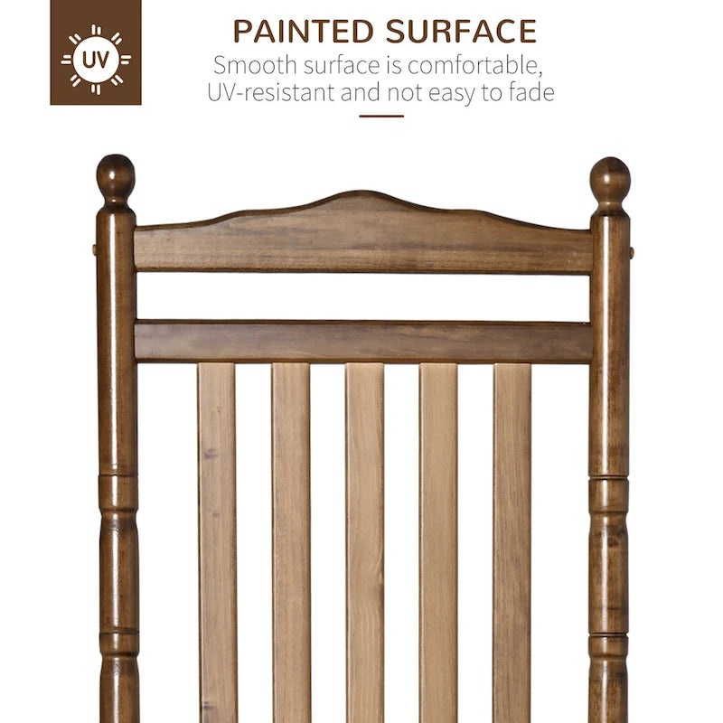 Outsunny Traditional Wooden High-Back Rocking Chair for Porch, Indoor/Outdoor - 26.25  x 34  x 45.75