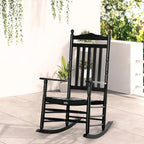 Outsunny Traditional Wooden High-Back Rocking Chair for Porch, Indoor/Outdoor - 26.25  x 34  x 45.75