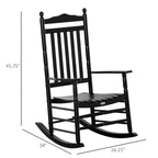 Outsunny Traditional Wooden High-Back Rocking Chair for Porch, Indoor/Outdoor - 26.25  x 34  x 45.75