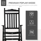 Outsunny Traditional Wooden High-Back Rocking Chair for Porch, Indoor/Outdoor - 26.25  x 34  x 45.75