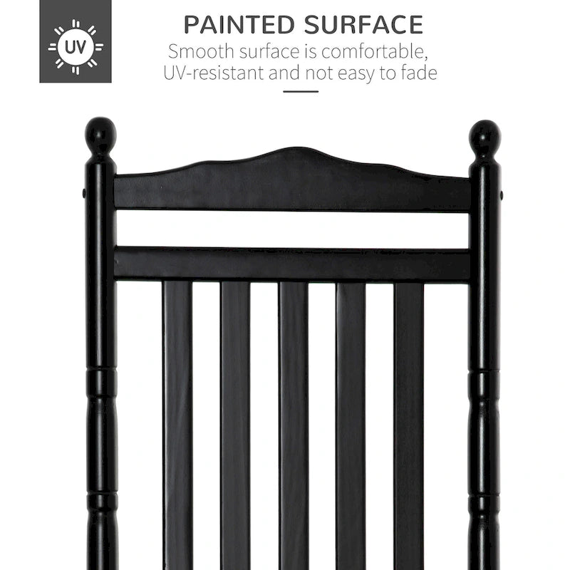 Outsunny Traditional Wooden High-Back Rocking Chair for Porch, Indoor/Outdoor - 26.25  x 34  x 45.75