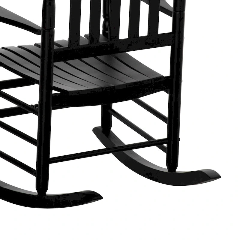 Outsunny Traditional Wooden High-Back Rocking Chair for Porch, Indoor/Outdoor - 26.25  x 34  x 45.75