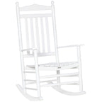 Outsunny Traditional Wooden High-Back Rocking Chair for Porch, Indoor/Outdoor - 26.25  x 34  x 45.75