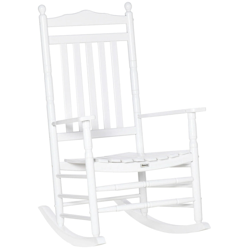 Outsunny Traditional Wooden High-Back Rocking Chair for Porch, Indoor/Outdoor - 26.25  x 34  x 45.75