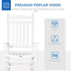 Outsunny Traditional Wooden High-Back Rocking Chair for Porch, Indoor/Outdoor - 26.25  x 34  x 45.75