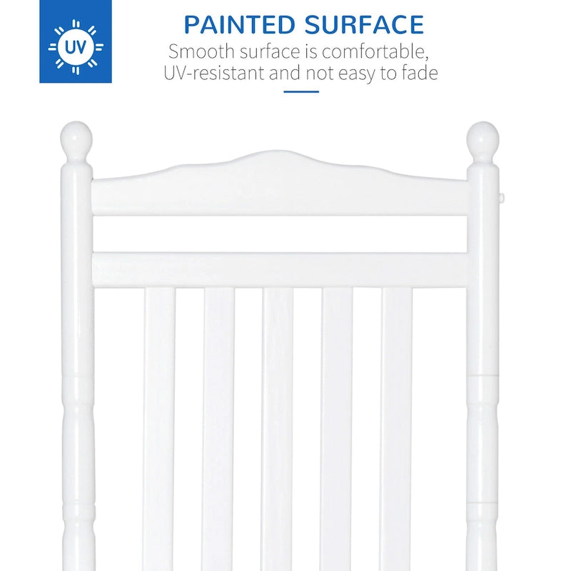 Outsunny Traditional Wooden High-Back Rocking Chair for Porch, Indoor/Outdoor - 26.25  x 34  x 45.75