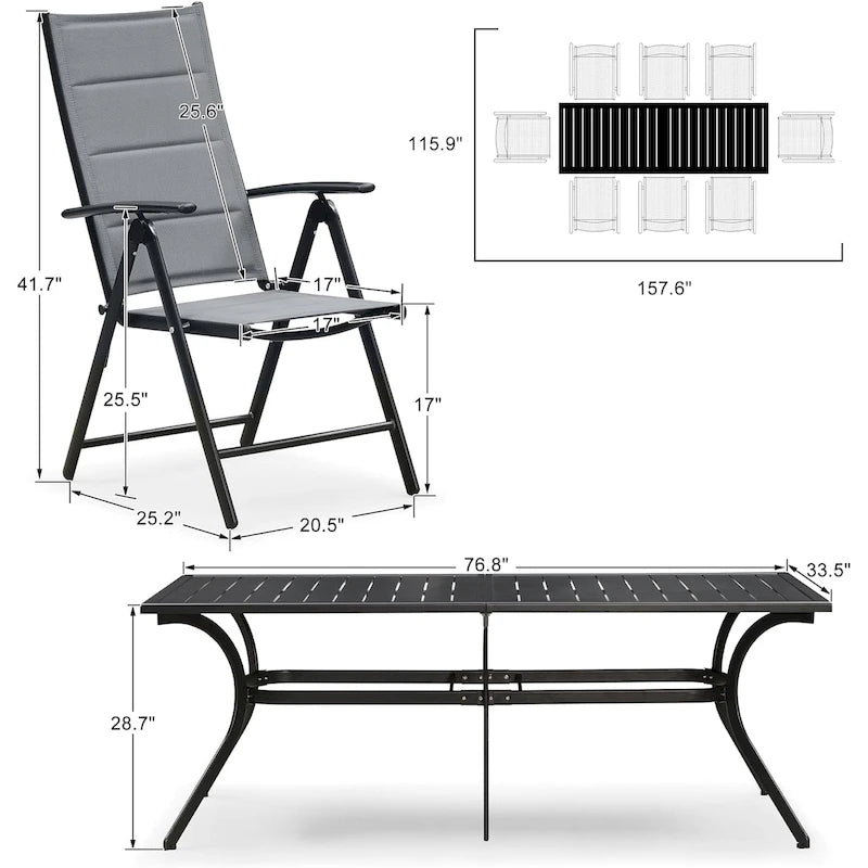 PURPLE LEAF Outdoor Patio Dining Set Folding Chairs And Table