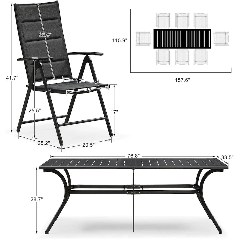 PURPLE LEAF Outdoor Patio Dining Set Folding Chairs And Table