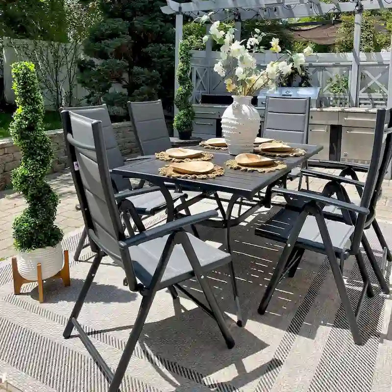 PURPLE LEAF Outdoor Patio Dining Set Folding Chairs And Table