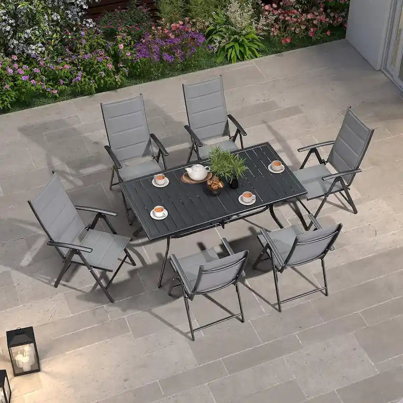 PURPLE LEAF Outdoor Patio Dining Set Folding Chairs And Table