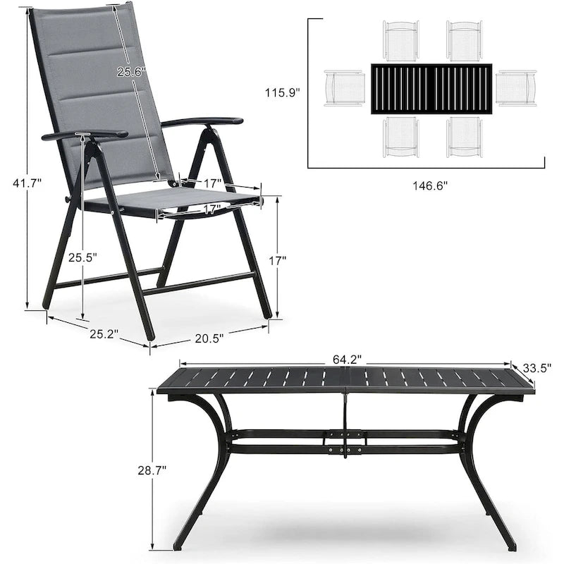 PURPLE LEAF Outdoor Patio Dining Set Folding Chairs And Table