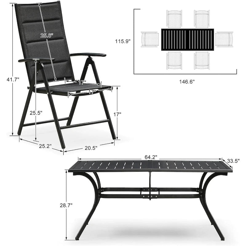 PURPLE LEAF Outdoor Patio Dining Set Folding Chairs And Table