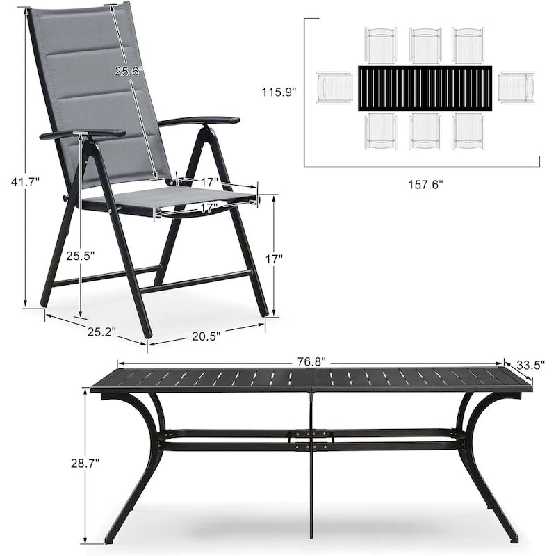 PURPLE LEAF Outdoor Patio Dining Set Folding Chairs And Table