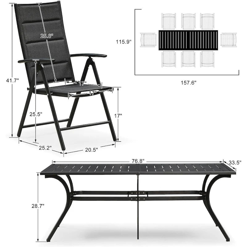 PURPLE LEAF Outdoor Patio Dining Set Folding Chairs And Table